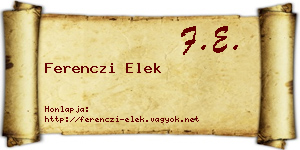 Ferenczi Elek névjegykártya